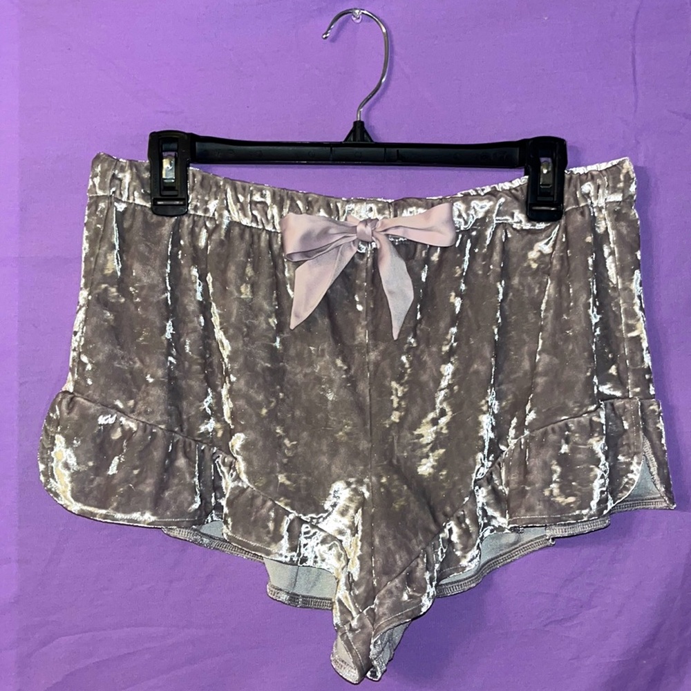 Fuzzy metallic Victoria Secrets shorts